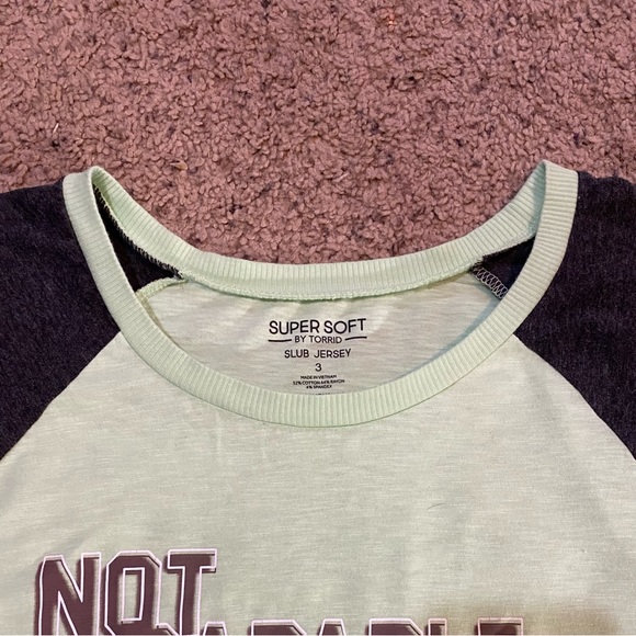 Torrid Baseball Tee - Super Soft Slub Not Average Green & Grey Size 3X - Picture 3 of 8
